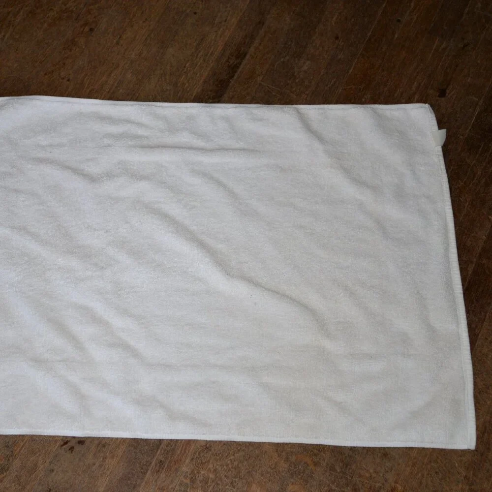 vintage Leshner white cotton blend bathroom bath rug hotel mat rectangular